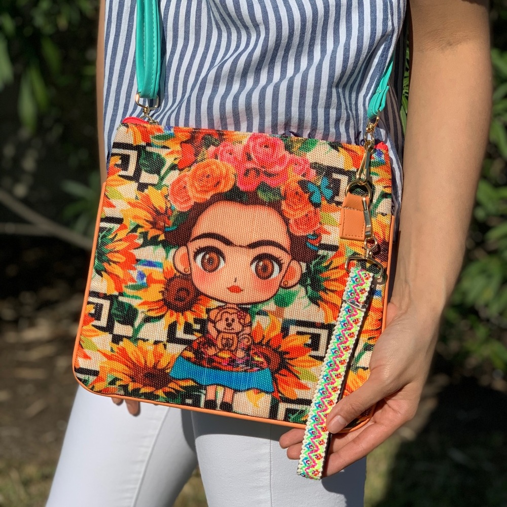 New Frida Inspired Clutch/Cross Body Bag NWOT